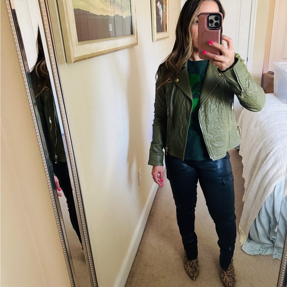 J Brand 💯 percent Lamb Leather Skinny Pants Gold Hardware Size 26 - Picture 16 of 17